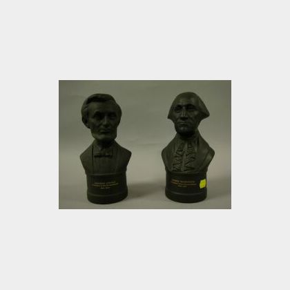 Wedgwood Black Basalt Busts of George Washington and Abraham Lincoln. 