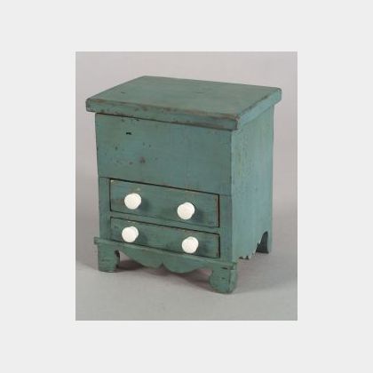 Miniature Painted Pine Chest-over-Drawer
