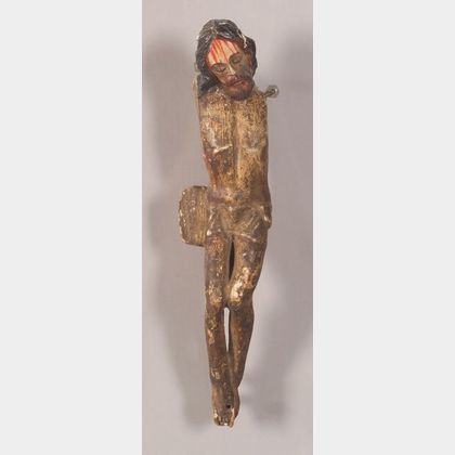 Gesso and Polychrome Santos Crucifix Figure of Christ