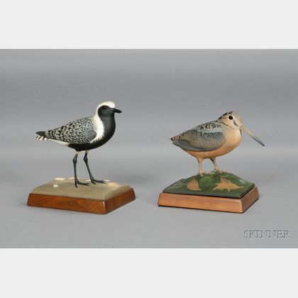 Carved and Painted American Woodcock and Black-Bellied Plover