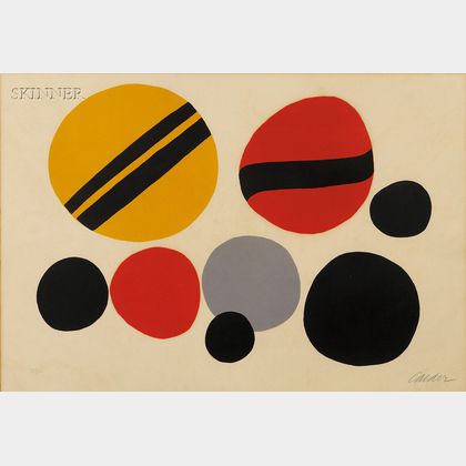 Alexander Calder (American, 1898-1976) Chevrons noir sur rouge jaune
