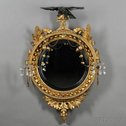 Classical Gilt Gesso Convex Mirror
