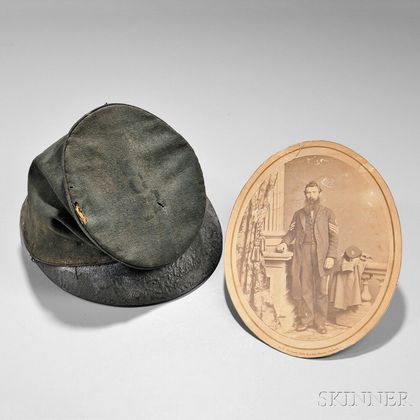 McDowell-style Forage Cap and Image of First Sergeant James L. McClure, Killed at the Battle of Antietam