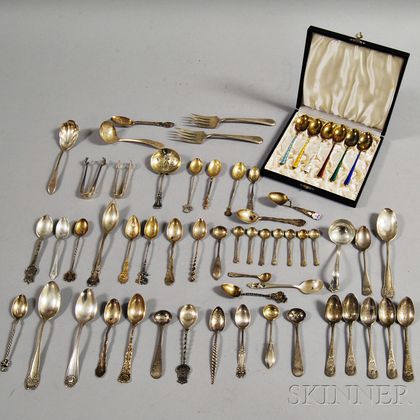 Assortment of Sterling, Coin, and Silver-plated Spoons