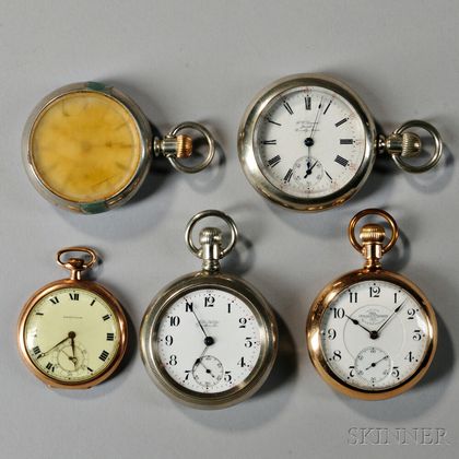Ball (Hamilton) Railroad Standard "999" and Four Other Open-face Watches