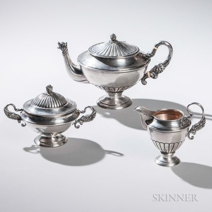 Three-piece Austrian .812 Silver Tea Service