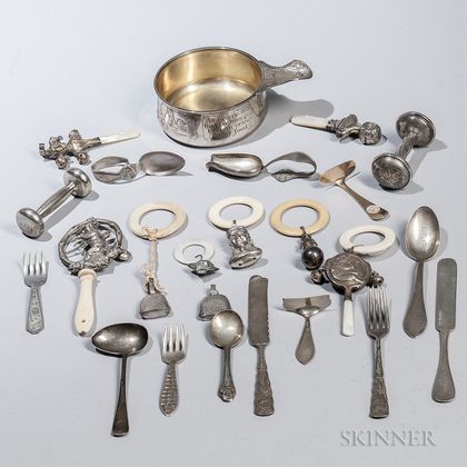 Group of Sterling Silver and Silver-plated Baby Items