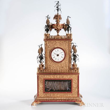 Chinese Cast Brass Automaton Shelf Clock
