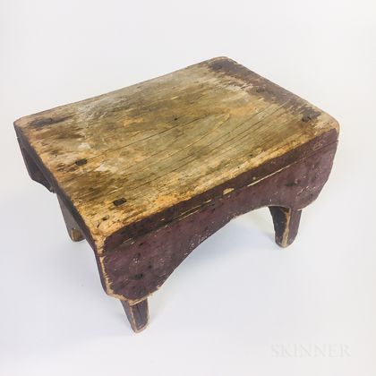 Red-painted Pine Cricket Stool