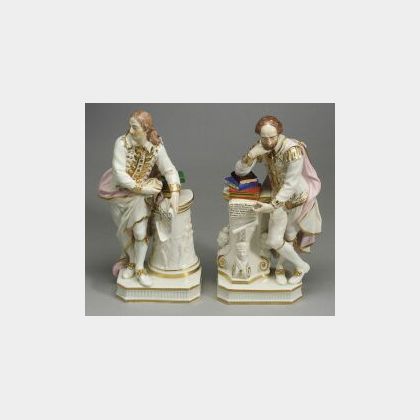 Pair of Bloor Derby Figures of Milton and Shakespeare