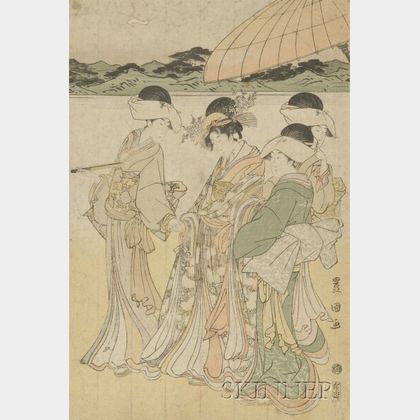 Four Prints of Figures by Toyokuni I and II