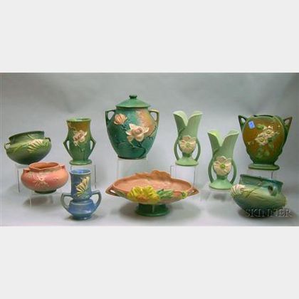 Ten Pieces of Roseville and Weller Art Pottery