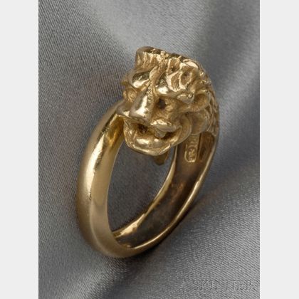 18kt Gold Lion's Head Ring