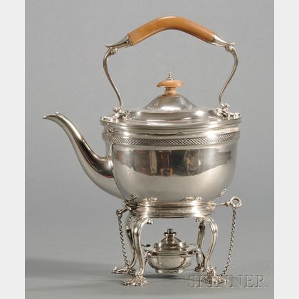 George V Silver Kettle on Stand