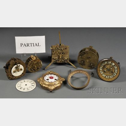 Collection of Miscellaneous Brass Movements and Case Parts