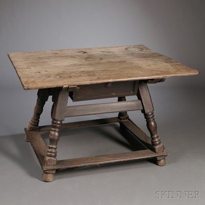 Swiss Alpine Baroque-style Walnut and Pine Center Table