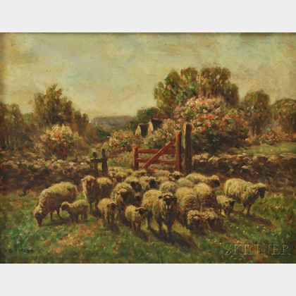 George Arthur Hays (American, 1854-1945) Flock at a Pasture Gate