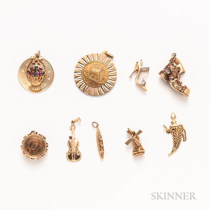 Group of Gold Figural Charms