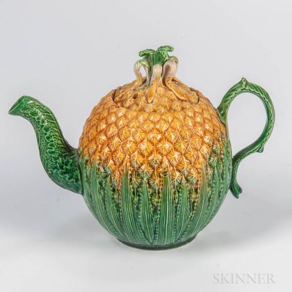 Staffordshire Creamware Pineapple Teapot and Cover
