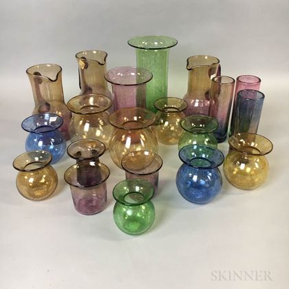 Forty-one Clear Cowdy Glass Workshop Items