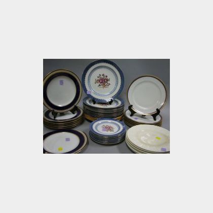 Forty English and Limoges Ceramic Plates