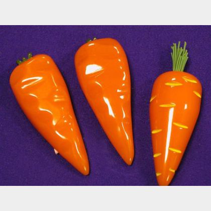 Bakelite Carrot Brooch and Dress Clips