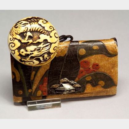 Ivory Netsuke and Tobacco Pouch