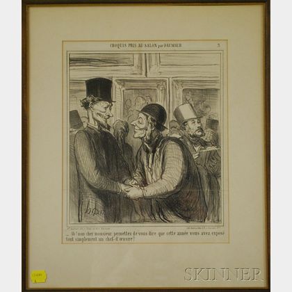Framed Honore Daumier Lithograph, Ah! mon cher monsieur...