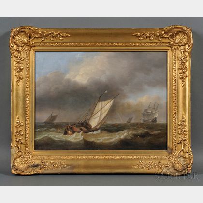 Attributed to Thomas Luny (British, 1759-1837) Fishing Boat and Distant Vessels with Approaching Storm.