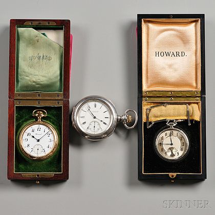 Two Boxed Howard Watches With Papers and a Coin Silver Howard