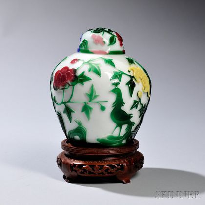 Six-color Overlay Peking Glass Covered Jar