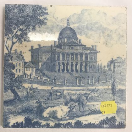 Mintons Transfer-decorated Tile of the Boston State House