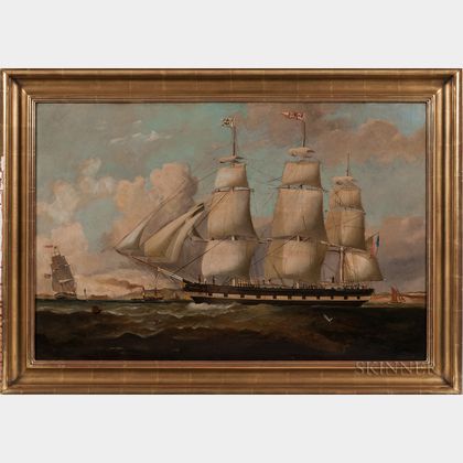 American School, 19th Century Portrait of the Three-masted Vessel Maine