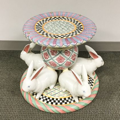 Mackenzie-Childs Ceramic Table Base with Rabbits