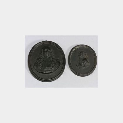 Two Wedgwood Black Basalt Portrait Medallions