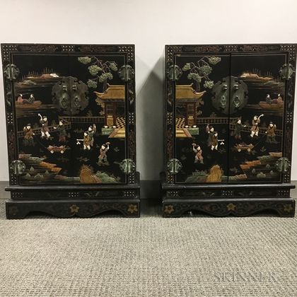 Pair of Asian Lacquered Cabinets