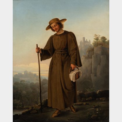 Continental School, 19th Century The Pilgrim, Portrait of an Itinerant Monk