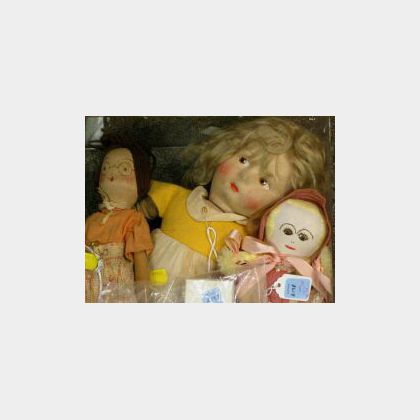Group of Dolls and Two Steiff Animals