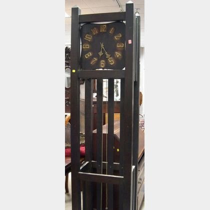 Mission Oak Slat-Sided Tall Case Clock. 