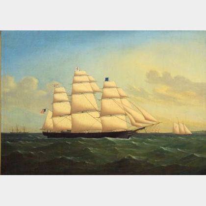 Attributed to James E. Buttersworth (Anglo/American 1817-1894) Portrait of the Clipper Ship Game Cock.