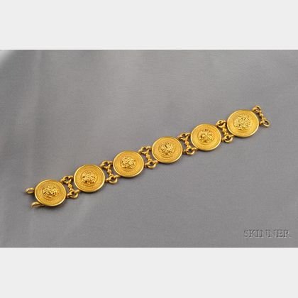 Archaeological Revival Gold "Millefiori" Bracelet, Castellani