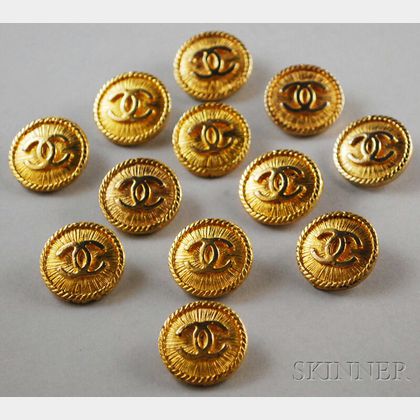 Sold at auction Set of Twelve Gold-tone Chanel Buttons Auction Number 2602M  Lot Number 425