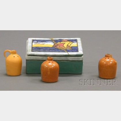 Paul Revere Pottery Box and Three Salt and Pepper Shakers