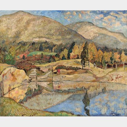 Hayley Lever (American, 1876-1958) Mountain Landscape with Lake, Woodstock, New York