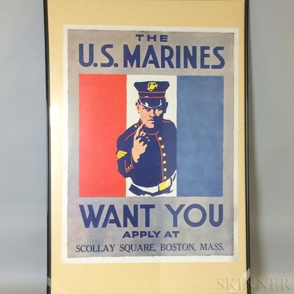 REPRODUCTION The U.S. Marines Want You WWI Lithograph Poster