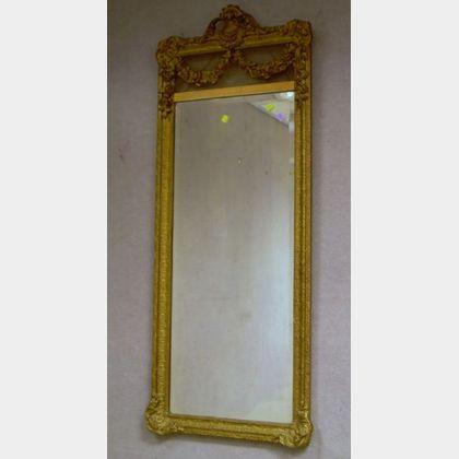 Victorian-style Gold-painted Gesso Mirror with Beveled Glass. 