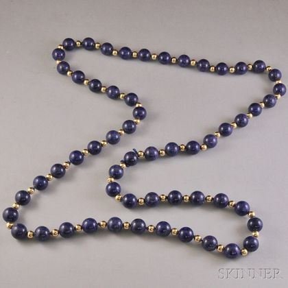 Lapis and 14kt Gold Bead Necklace