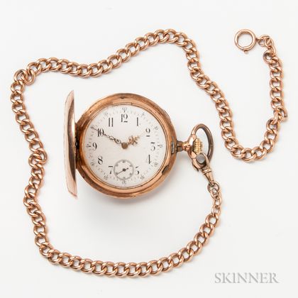 14kt Gold Pocket Watch and Watch Chain