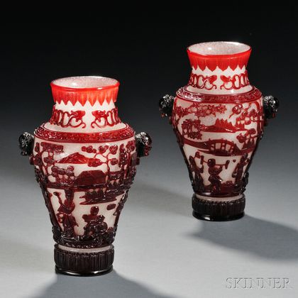 Pair of Peking Glass Vases