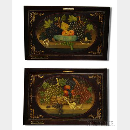 Pair of French Painted Still Life with Fruit Panels